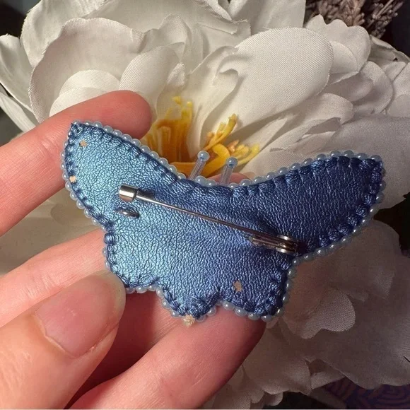 DIY Hand made beaded blue “butterfly” brooch
